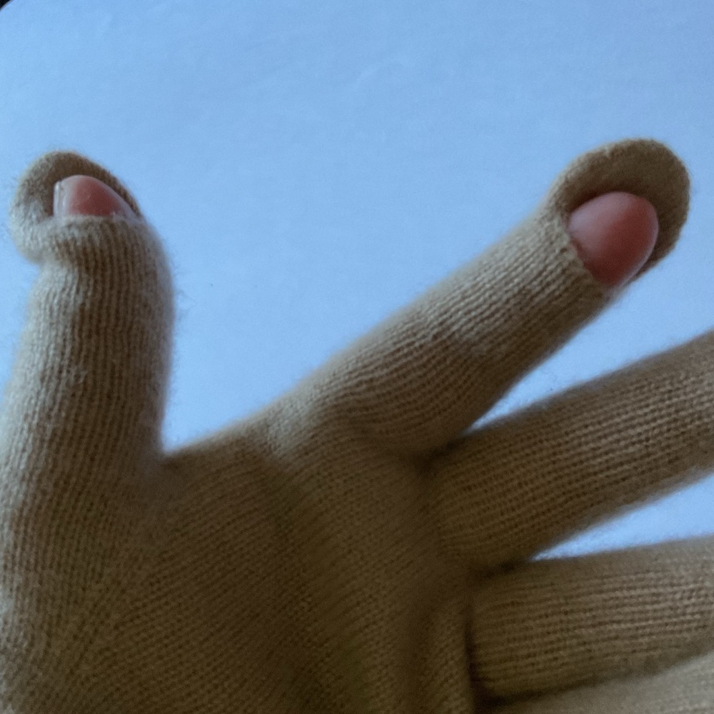 VINCE WOMENS LONG RIB KNIT CUFF CASHMERE GLOVES CAMEL OS NWT